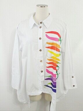 Cupcake International White Lagenlook Swing Top rainbow Chili Peppers large